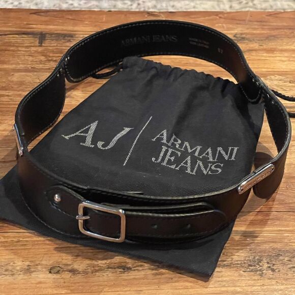 Armani Jeans Black Leather Belt. - Picture 1 of 6